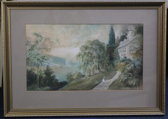 Alexander Black (American, 19th C.) View on the Hudson, near Tassytown, 10 x 17.5in.